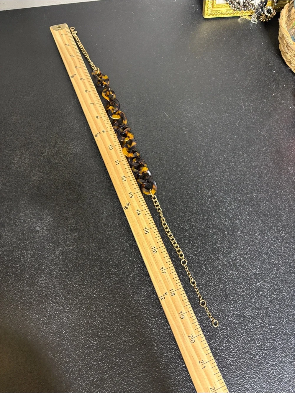 J. Crew Tortoiseshell-Link Necklace Brown Amber Gold Tone Chain